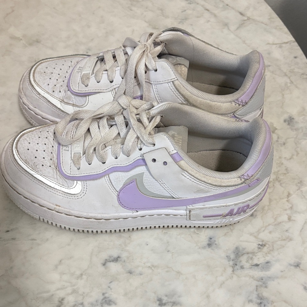 Nike White and Purple Women's Sneakers